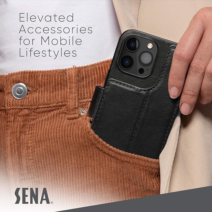 SENA Wallet Book Case, Leather Book Style Folio Wallet with Kickstand & Card Slots for iPhone 14/ 14 Pro
