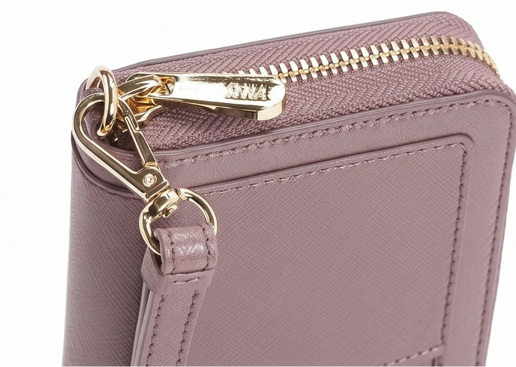 Ellie Zip Around Universal Genuine Leather Purse Wallet Phone Case - Pale Pink