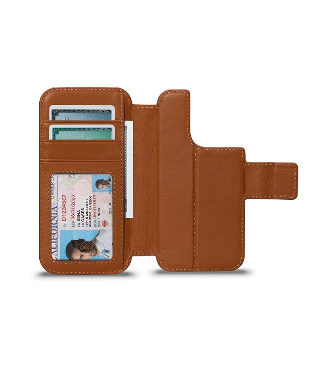 SENA Wallet Wrap with Card Holder Men Women Full Grain Leather Cover for iPhone 14/14 Pro 6.1" iPhone Case with Shockproof TPU Protection iPhone 14/14 Pro Case