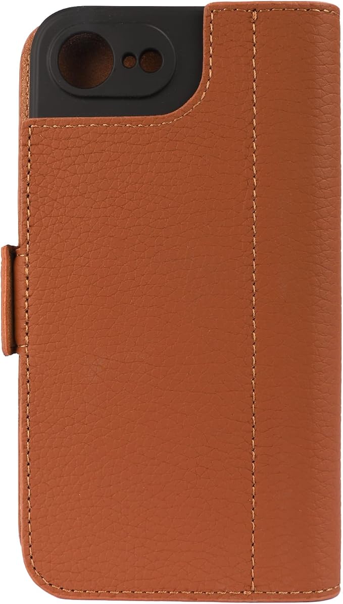 Genuine Pebbled Leather Wallet Book Case Compatible with iPhone 16e, iPhone 17e (6.1")