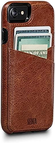 SENA Lugano Wallet, Genuine Leather Drop Safe Protection Card Holder Case for New iPhone SE 3 (2022) / 2020 / iPhone 8 / iPhone 7, Cognac