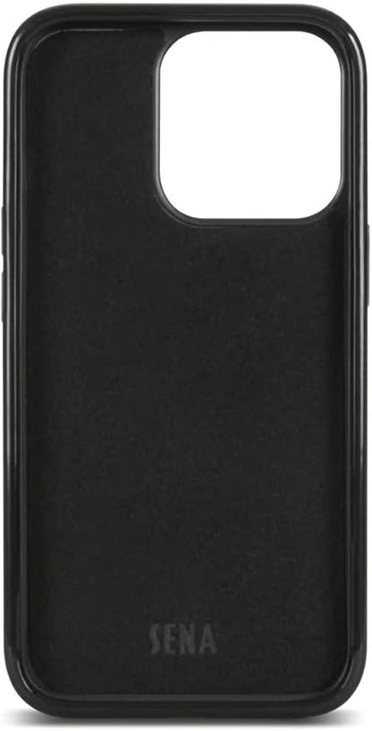SENA Wallet Skin, Durable Quality Leather Bifold Card Slots Wallet Case for iPhone (Black, iPhone 13 Pro Max)