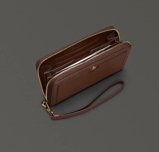 Ellie Zip Around Universal Genuine Leather Purse Wallet Phone Case iPhone 17/17 Pro/17e (Brown)