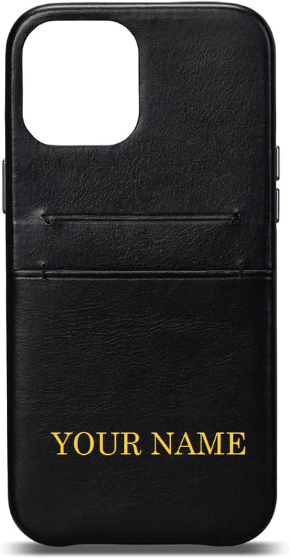 Personalized LeatherSkin Case, Leather Snap On Thin Case Compatible with Multiple iPhone Models