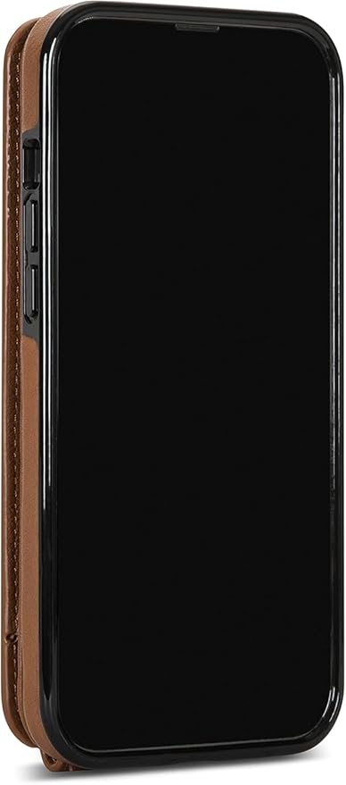 SENA Wallet Skin, Durable Quality Leather Bifold Card Slots Wallet Case for iPhone 13 Mini, Brown