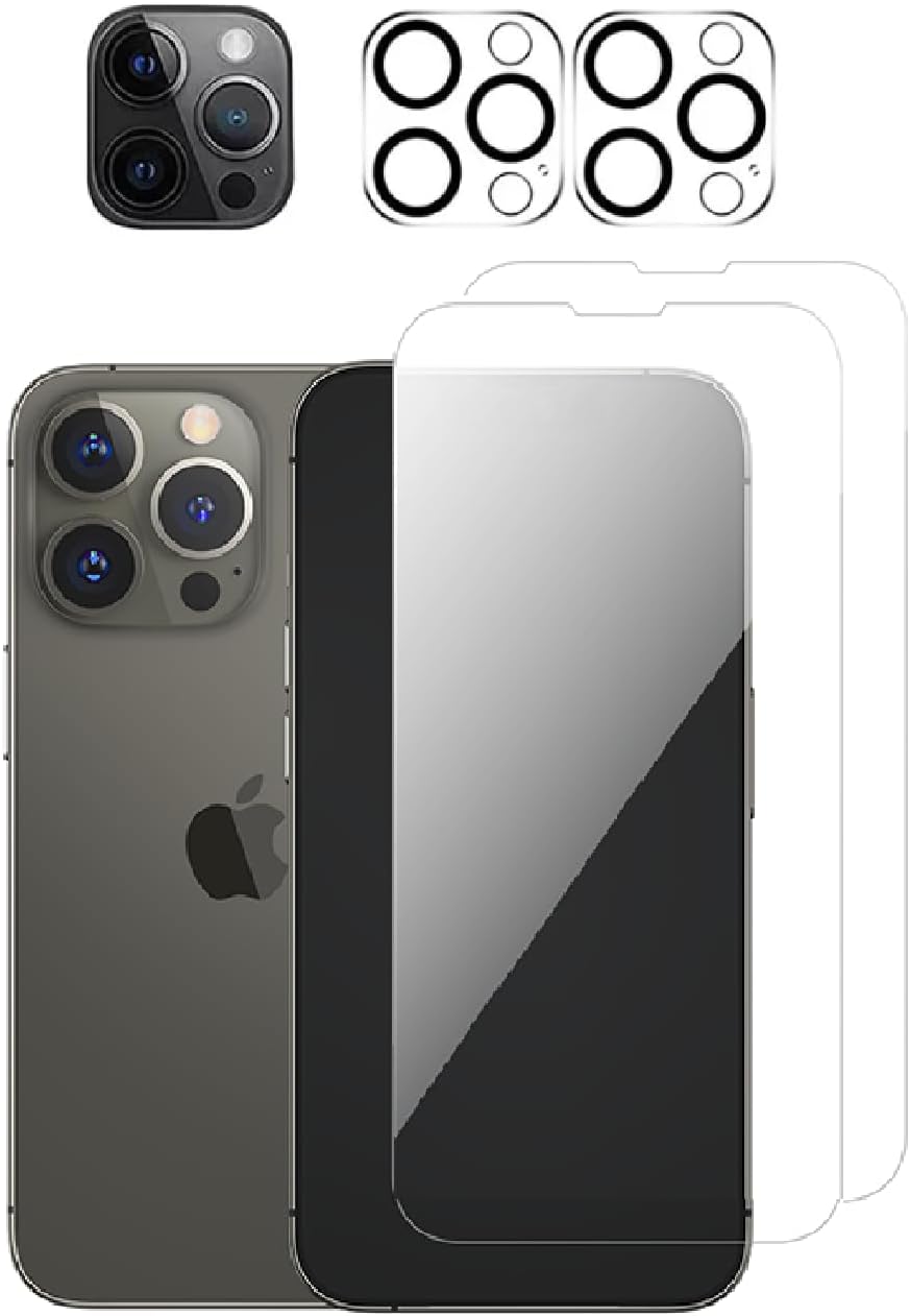 2 Pack Clear Screen Protector + 2 Pack Camera Lens Protector Case Friendly Tempered Glass Film for iPhone 16, 16 Pro Max