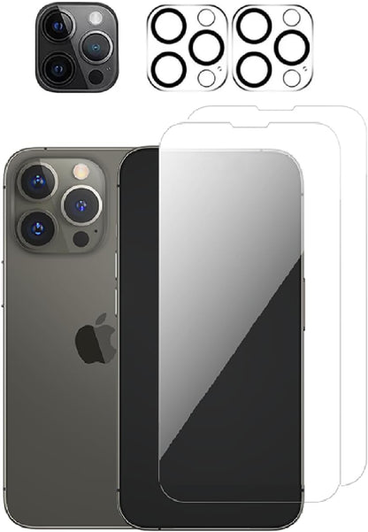 2 Pack Clear Screen Protector + 2 Pack Camera Lens Protector Case Friendly Tempered Glass Film for iPhone 16, 16 Pro Max