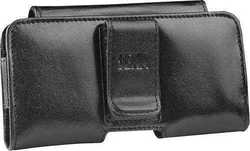 Lateral Pouch, Leather Holster Pouch with Belt Clip Case Compatible with New iPhone SE 3 (2022) / 2020 / iPhone 8/7, Black