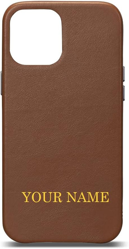 Personalized LeatherSkin Case, Leather Snap On Thin Case Compatible with Multiple iPhone Models