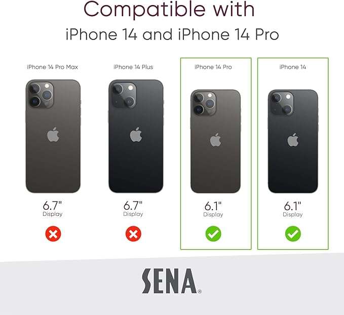 SENA Wallet Wrap with Card Holder Men Women Full Grain Leather Cover for iPhone 14/14 Pro 6.1" iPhone Case with Shockproof TPU Protection iPhone 14/14 Pro Case