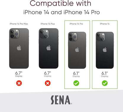SENA Wallet Wrap with Card Holder Men Women Full Grain Leather Cover for iPhone 14/14 Pro 6.1" iPhone Case with Shockproof TPU Protection iPhone 14/14 Pro Case