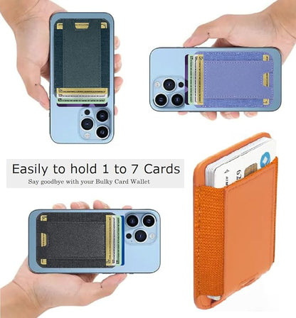 Strong Magnetic Wallet Leather Card Holder Hold 1 to 7 Cards