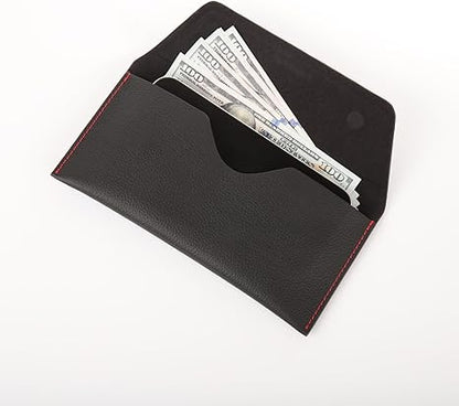 Genuine Leather Envelope Wallet with Magnetic Closure - Premium Phone Pouch for iPhone & Most Smartphones (Up to 6.9"), Checkbook Cover & Cash Organizer, Minimalist Travel Wallet
