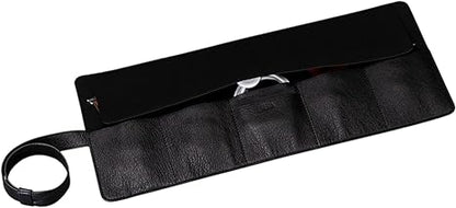 SENA Leather Watch Roll Organizer - 5 Slot Genuine Leather Travel Case for Watches, Watch Bands, Cables and Accessories - Compact, Elegant and Durable