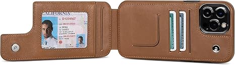 SENA Wallet Skin, Durable Quality Leather Bifold Card Slots Wallet Case for iPhone 13 Mini, Brown