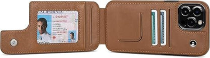 SENA Wallet Skin, Durable Quality Leather Bifold Card Slots Wallet Case for iPhone 13 Mini, Brown