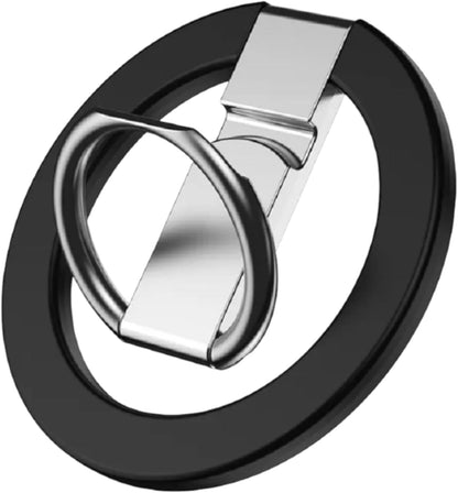 Magnetic Phone Ring Holder for Magsafe Finger Kickstand, 360° Rotation Metal Foldable Grip Car Mount Stand Compatible with iPhone 12/13/14/15 & Other Devices Use with Iron Ring