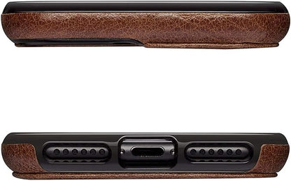 SENA Lugano Wallet, Genuine Leather Drop Safe Protection Card Holder Case for New iPhone SE 3 (2022) / 2020 / iPhone 8 / iPhone 7, Cognac