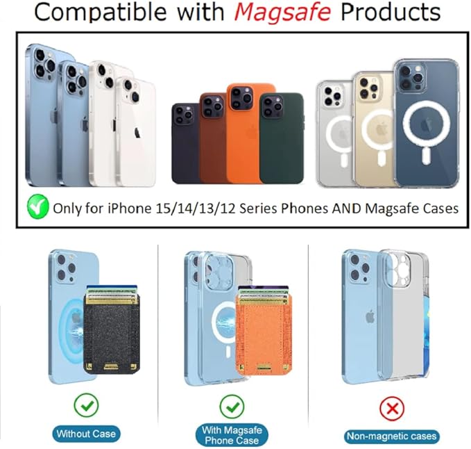Strong Magnetic Wallet Leather Card Holder Hold 1 to 7 Cards