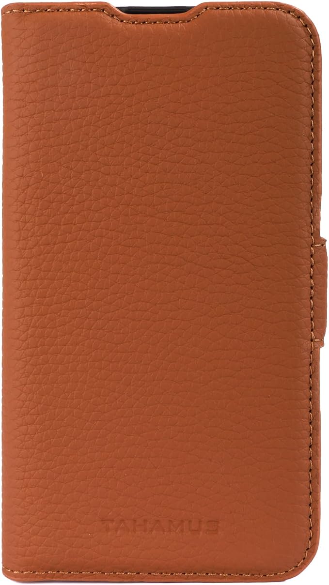 Genuine Pebbled Leather Wallet Book Case Compatible with iPhone 16 Pro Max (6.9")
