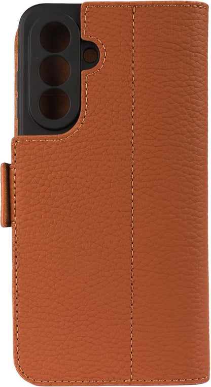 Genuine Pebbled Leather Wallet Book Case Compatible with Samsung Galaxy A56 (6.7")