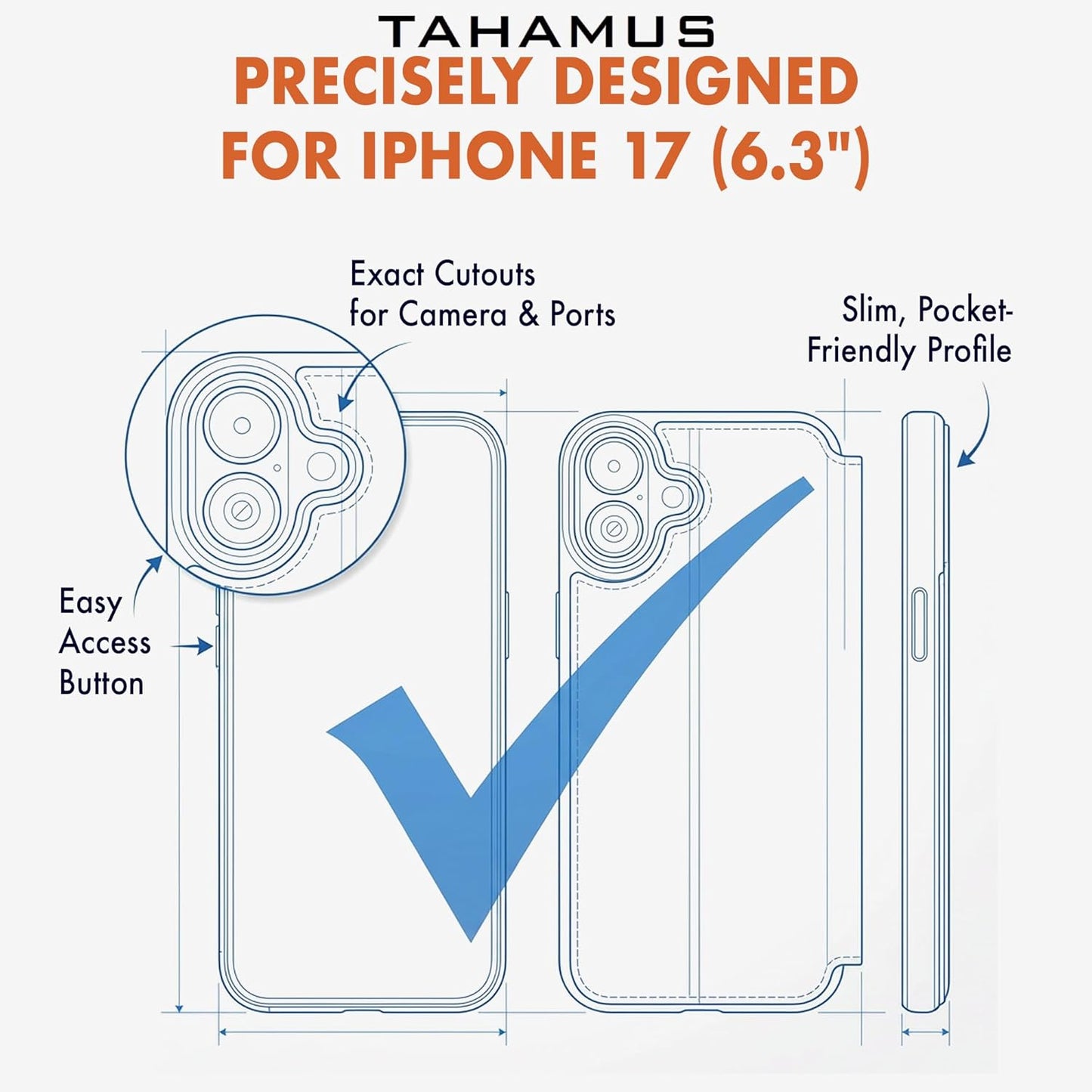 for iPhone 17 (6.3") Genuine Pebbled Leather Book Case with Card Holder and Stand - Magnetic Flip Cover, Black