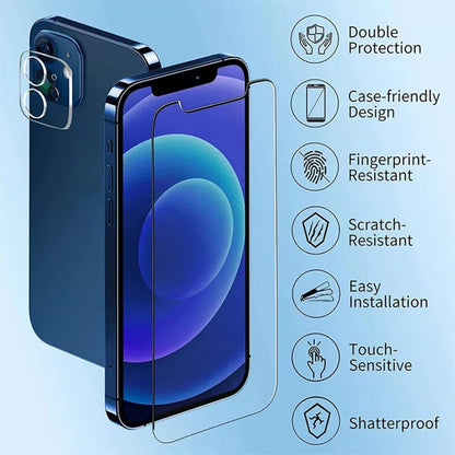 2 Pack Clear Screen Protector + 2 Pack Camera Lens Protector Case Friendly Tempered Glass Film for iPhone 16, 16 Pro Max