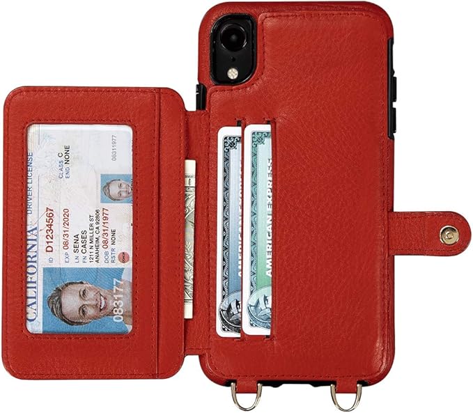 Sena Kyla Crossbody Snap On Cell Phone Case for iPhone X, XS, XS Max, XR- Wireless Charging Compatible, Red