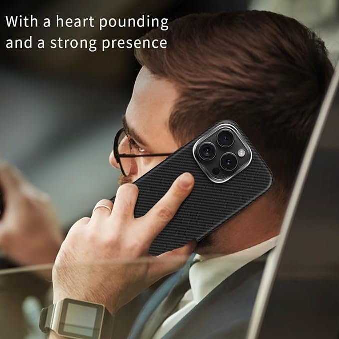 Magnetic for iPhone 16 Pro, 16 Pro Max, Carbon Fiber Design Texture Case - [Compatible with MagSafe] - Slim, Shockproof, Durable, Wireless Charging Cover, (6.3'', 6.9'')