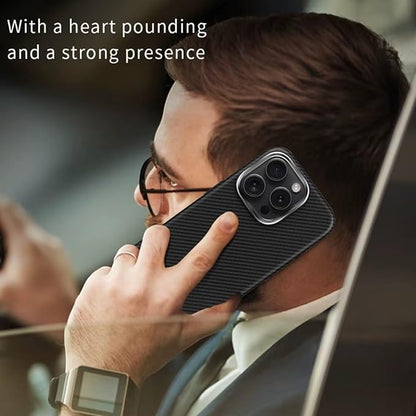 Magnetic for iPhone 16 Pro, 16 Pro Max, Carbon Fiber Design Texture Case - [Compatible with MagSafe] - Slim, Shockproof, Durable, Wireless Charging Cover, (6.3'', 6.9'')