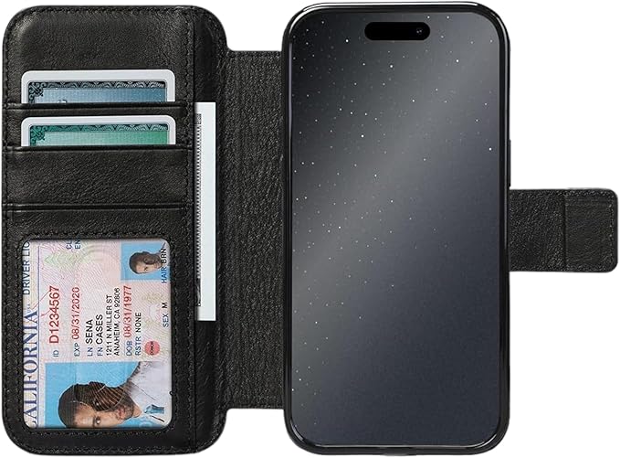 SENA Wallet Book Case, Leather Book Style Folio Wallet with Kickstand & Card Slots for iPhone 14/ 14 Pro