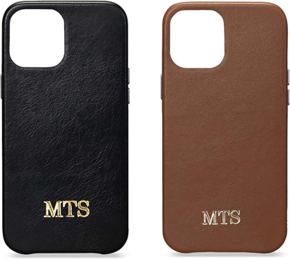 Personalized LeatherSkin Case, Leather Snap On Thin Case Compatible with Multiple iPhone Models