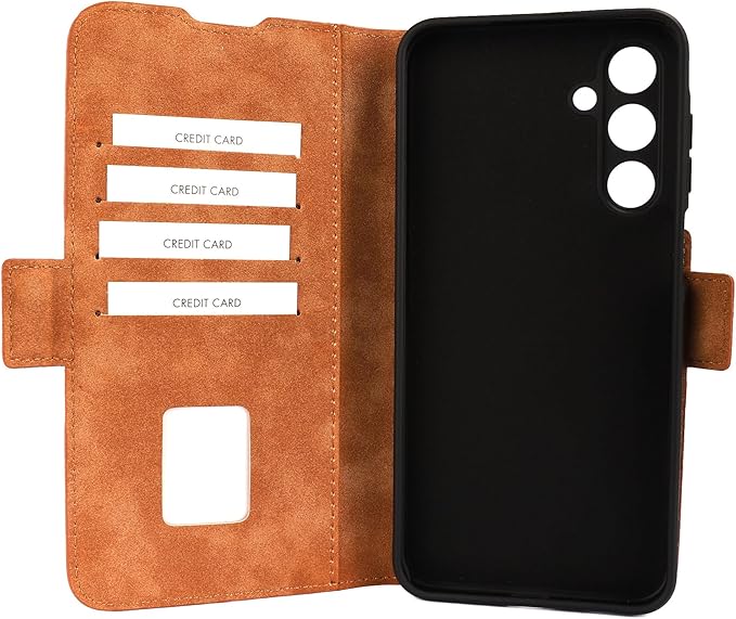 Genuine Pebbled Leather Wallet Book Case Compatible with Samsung Galaxy A16 (6.7")