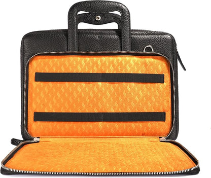 SENA Genuine Leather Messenger Bag Shoulder Briefcase (15 inches - Pebble Black)