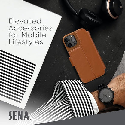 SENA Wallet Wrap with Card Holder Men Women Full Grain Leather Cover for iPhone 14/14 Pro 6.1" iPhone Case with Shockproof TPU Protection iPhone 14/14 Pro Case