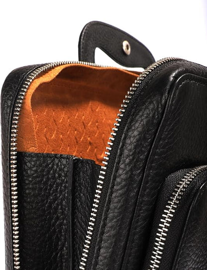 SENA Genuine Leather Messenger Bag Shoulder Briefcase (15 inches - Pebble Black)