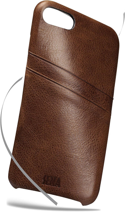 Sena Snap On Wallet Premium All Leather Wallet Drop Safe Snap On Case Iphone 8 Plus 7 Plus - Brown