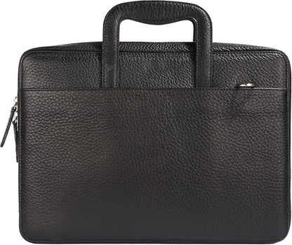 SENA Genuine Leather Messenger Bag Shoulder Briefcase (15 inches - Pebble Black)