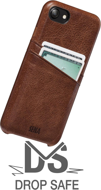 Sena Snap On Wallet Premium All Leather Wallet Drop Safe Snap On Case Iphone 8 Plus 7 Plus - Brown
