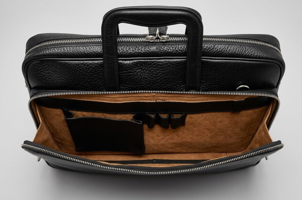 SENA Genuine Leather Messenger Bag Shoulder Briefcase for Macbook, Laptop, Notebook (Pebble Black, 15 Inch. Limited)