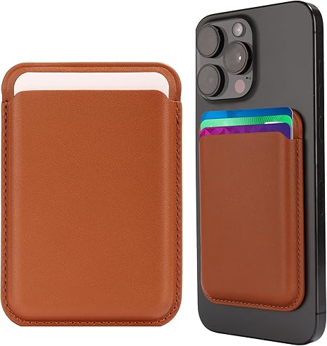 Leather Magnetic Card Holder Wallet for Travel, Work, Or Shopping - Slim & Minimalist Magnetic Wallet with Strong Hold & Scratch-Resistant Design- Magnet Card Holder Keeps Cards Safe & Easy to Access