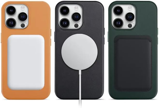Slim Vegan Leather Case with MagSafe Compatible for iPhone 12, 15, 15 Pro, 15 Pro Max, 16, 16 Pro, 16 Pro Max