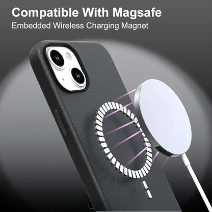 Slim Vegan Leather Case with MagSafe Compatible for iPhone 12, 15, 15 Pro, 15 Pro Max, 16, 16 Pro, 16 Pro Max