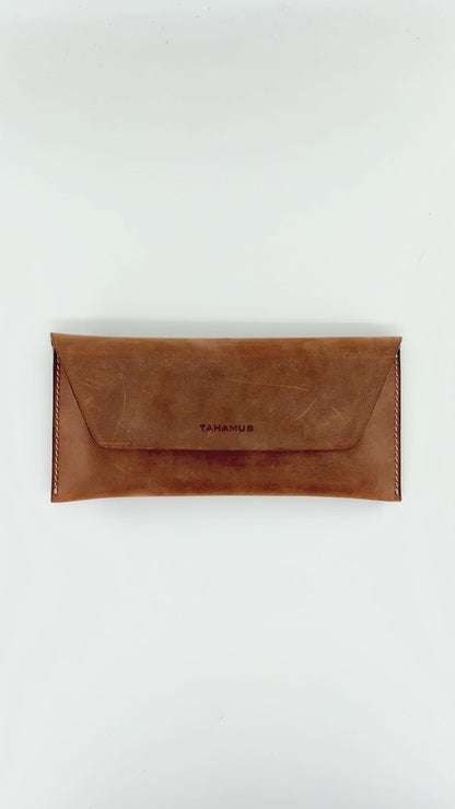 Genuine Leather Envelope Wallet with Magnetic Closure - Premium Phone Pouch for iPhone & Most Smartphones (Up to 6.9"), Checkbook Cover & Cash Organizer, Minimalist Travel Wallet
