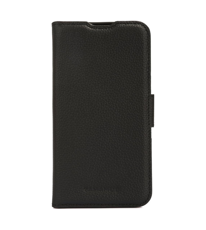 Genuine Pebbled Leather Wallet Book Case Compatible with Samsung Galaxy S25 Plus (6.7") Black