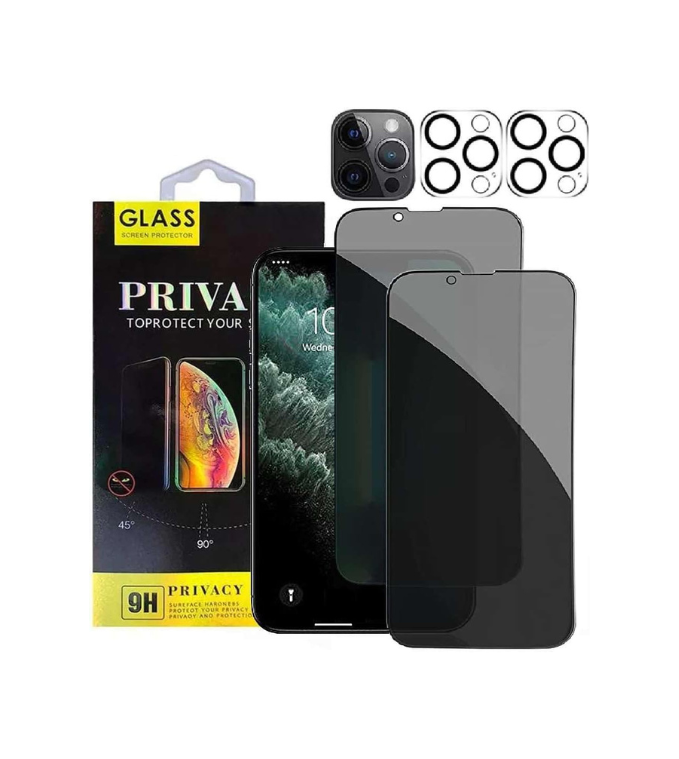 2 Pack, Privacy Screen Protector + 2 Pack Camera Lens Protector for iPhone 12 Pro Max, 14 Pro Max, 15, 16 Pro Max