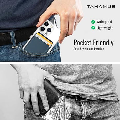Leather Magnetic Card Holder Wallet for Travel, Work, Or Shopping - Slim & Minimalist Magnetic Wallet with Strong Hold & Scratch-Resistant Design- Magnet Card Holder Keeps Cards Safe & Easy to Access