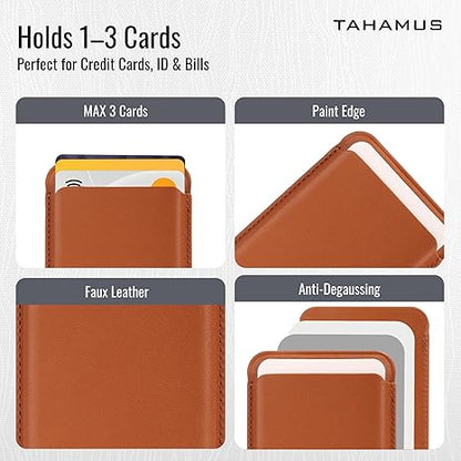 Leather Magnetic Card Holder Wallet for Travel, Work, Or Shopping - Slim & Minimalist Magnetic Wallet with Strong Hold & Scratch-Resistant Design- Magnet Card Holder Keeps Cards Safe & Easy to Access