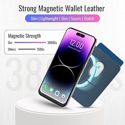 Leather Magnetic Card Holder Wallet for Travel, Work, Or Shopping - Slim & Minimalist Magnetic Wallet with Strong Hold & Scratch-Resistant Design- Magnet Card Holder Keeps Cards Safe & Easy to Access