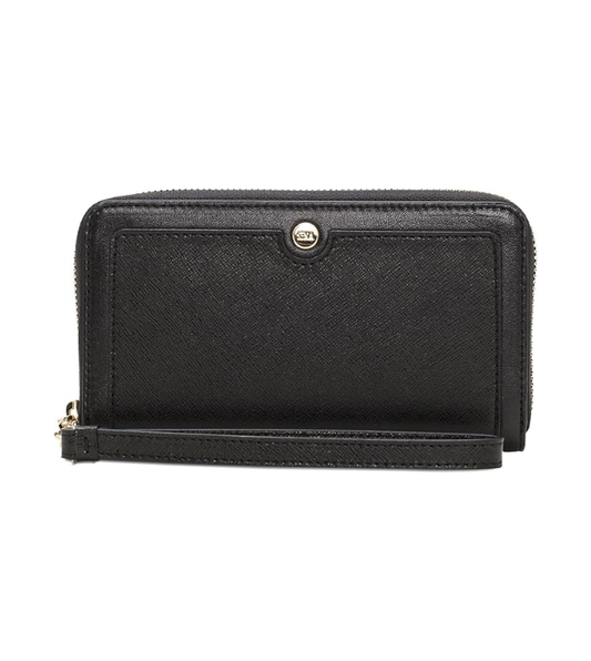 Ellie Zip Around Universal Genuine Leather Purse Wallet Phone Case iPhone 17/17 Pro/17e (Black)
